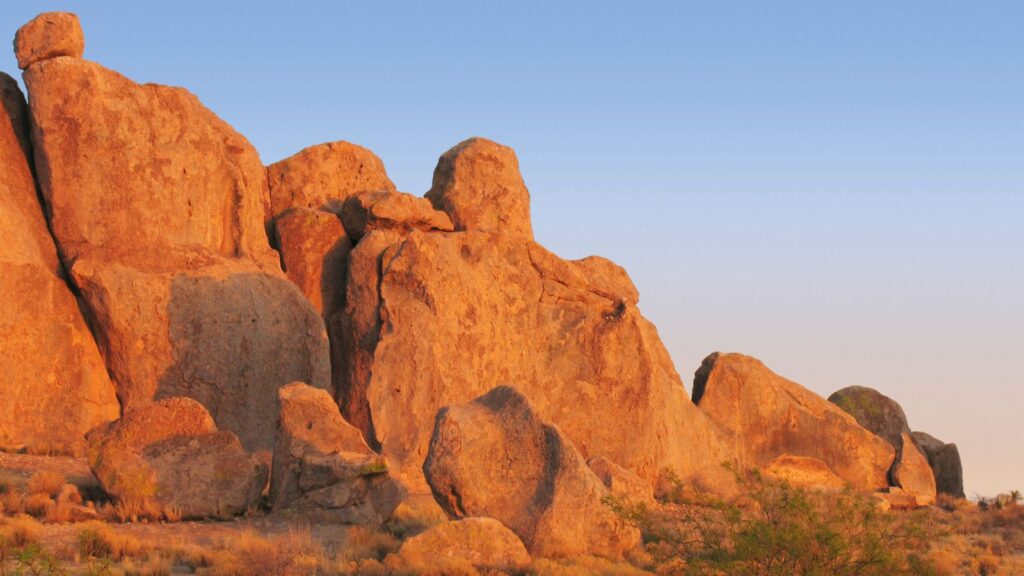 large, sculptured rock columns City of Rocks State Park in New Mexico