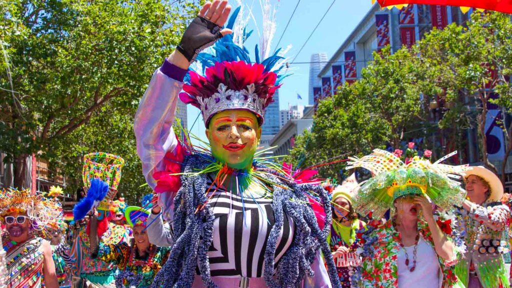 Participants of the 49th annual Gay Pride Parade, one of the oldest and largest LGBTQIA parades in the world, over 200 contingents and more than 100,000 spectators