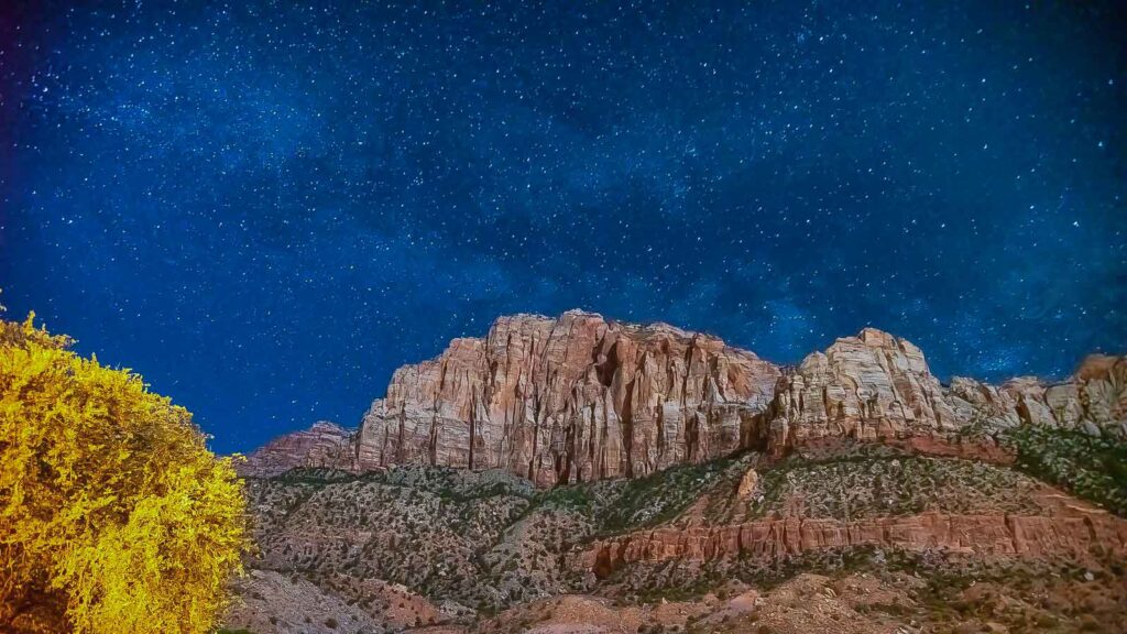 The night skies over the monoliths of Zion