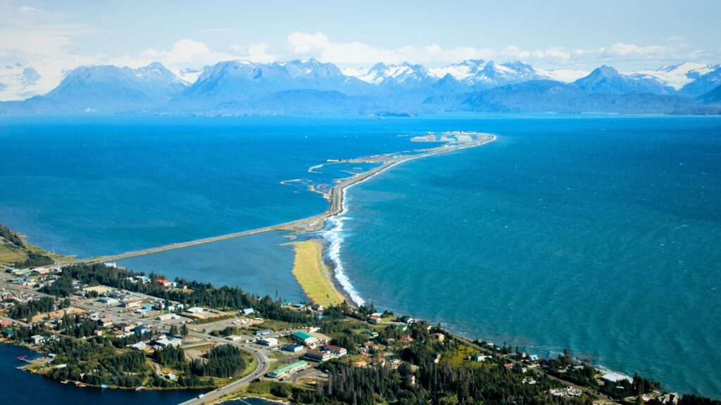 Alaska Homer Spit Kachemak Bay Aerial view