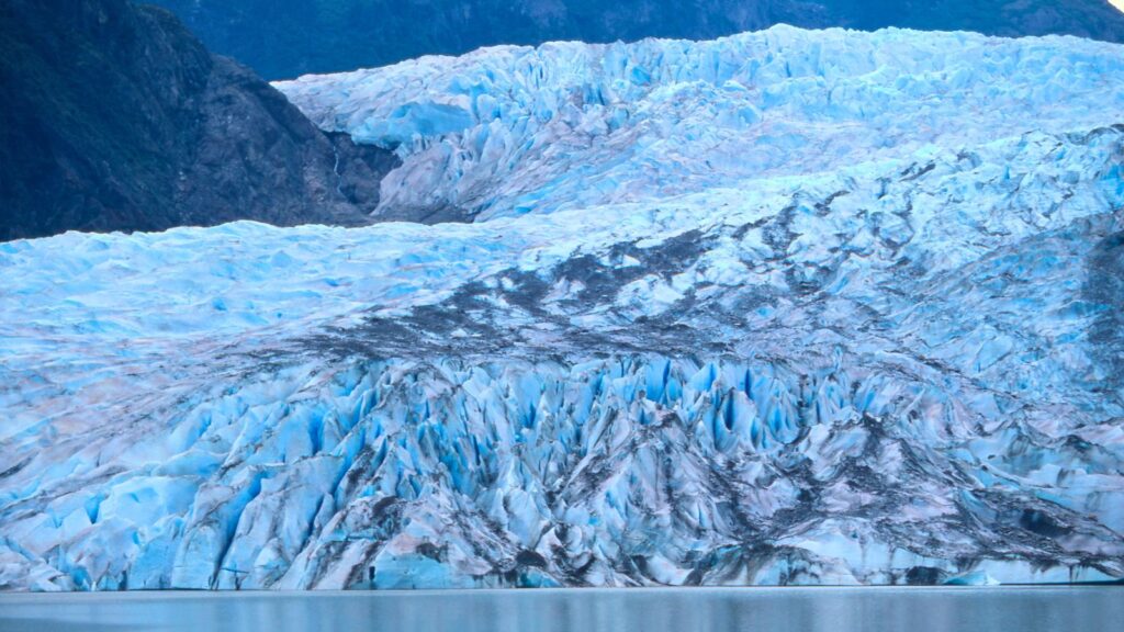 The blue Mendenhall Glacier in Juneau