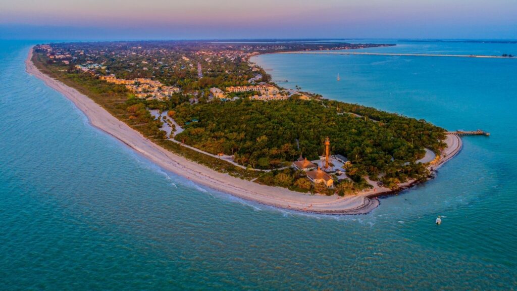 Florida, Sanibel Island Aerial Aerial Sunrise