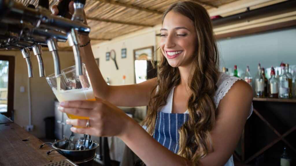 woman refilling a drink