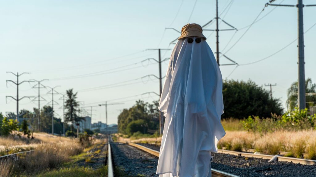 fresno creepy ghost with hat on the railroad