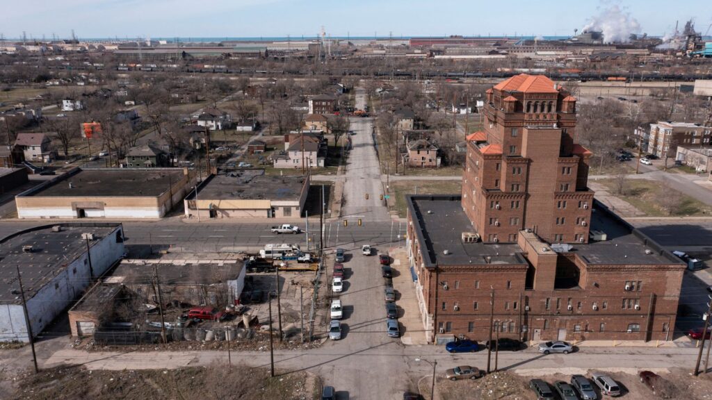 Dull-looking view of Gary, Indiana