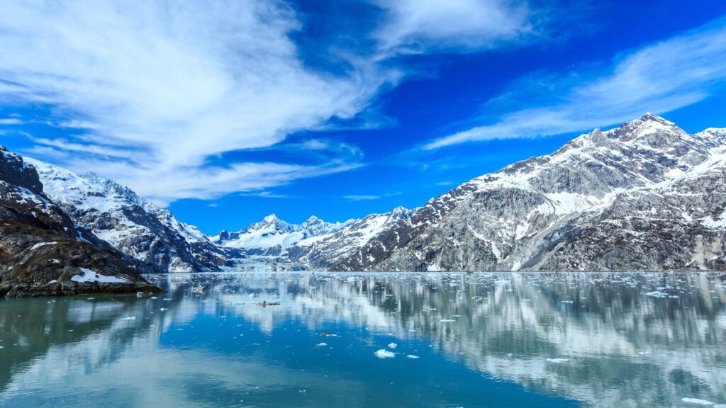 Icy lake across Glacier Bay National Park, Gustavus