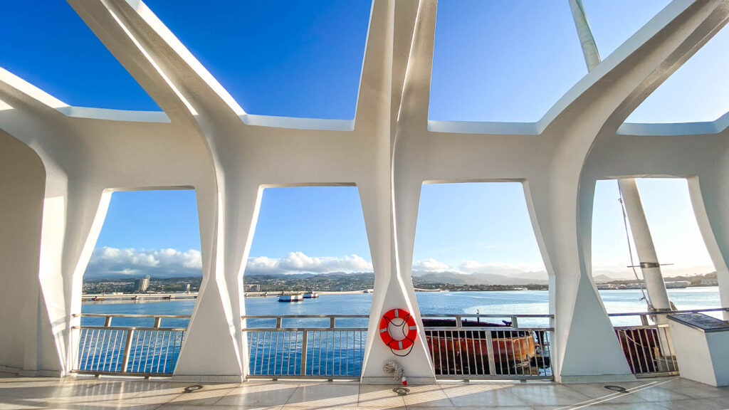 Looking out from the Pearl Harbor Museum to ocean