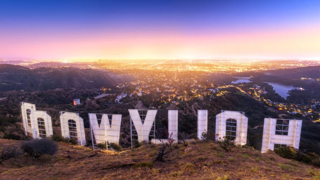 Los Angeles, Back of the Hollywood Sign at sunset