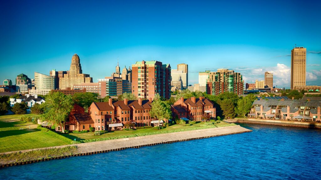 Buffalo, New York, USA from the waterfront.