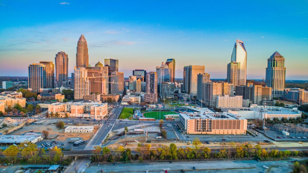 Charlotte North Carolina NC Downtown Skyline Aerial