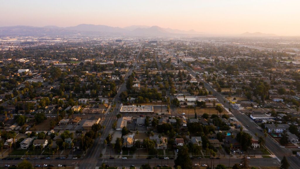 Wide view of San Bernardino from the sky