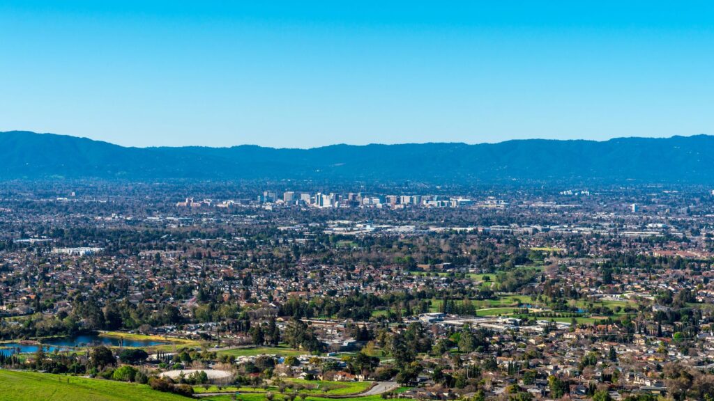 Silicon Valley aerial view in California