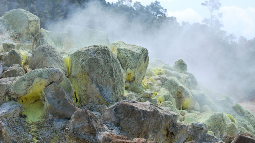 Sulphur Crystals at Kilauea Volcano Crater, Hawaii