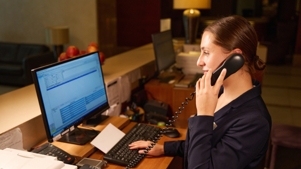 receptionist taking calls