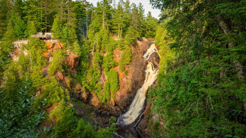 Big Manitou Falls on a beautiful Summer afternoon at Pattison State Park, Wisconsin, USA.