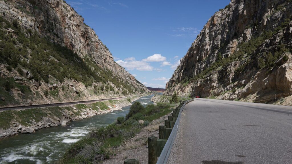 Wind River Canyon beside road in Wyoming