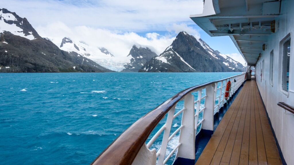 Antarctic Cruising boat mountains