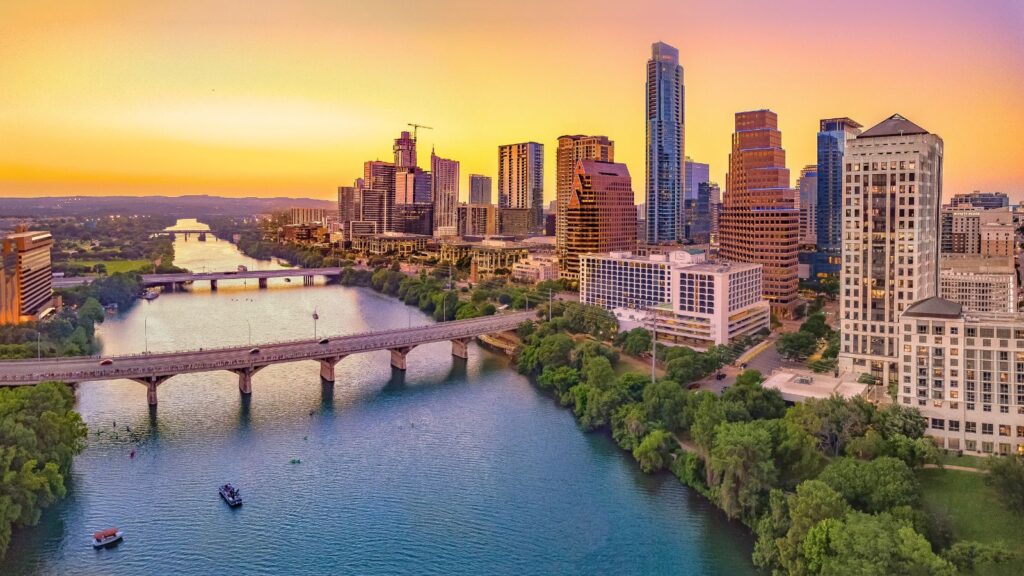 Austin Texas skyline during sunset