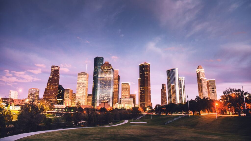 Houston Texas skyline at night