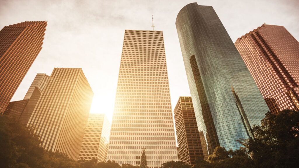 Houston downtown at sunrise