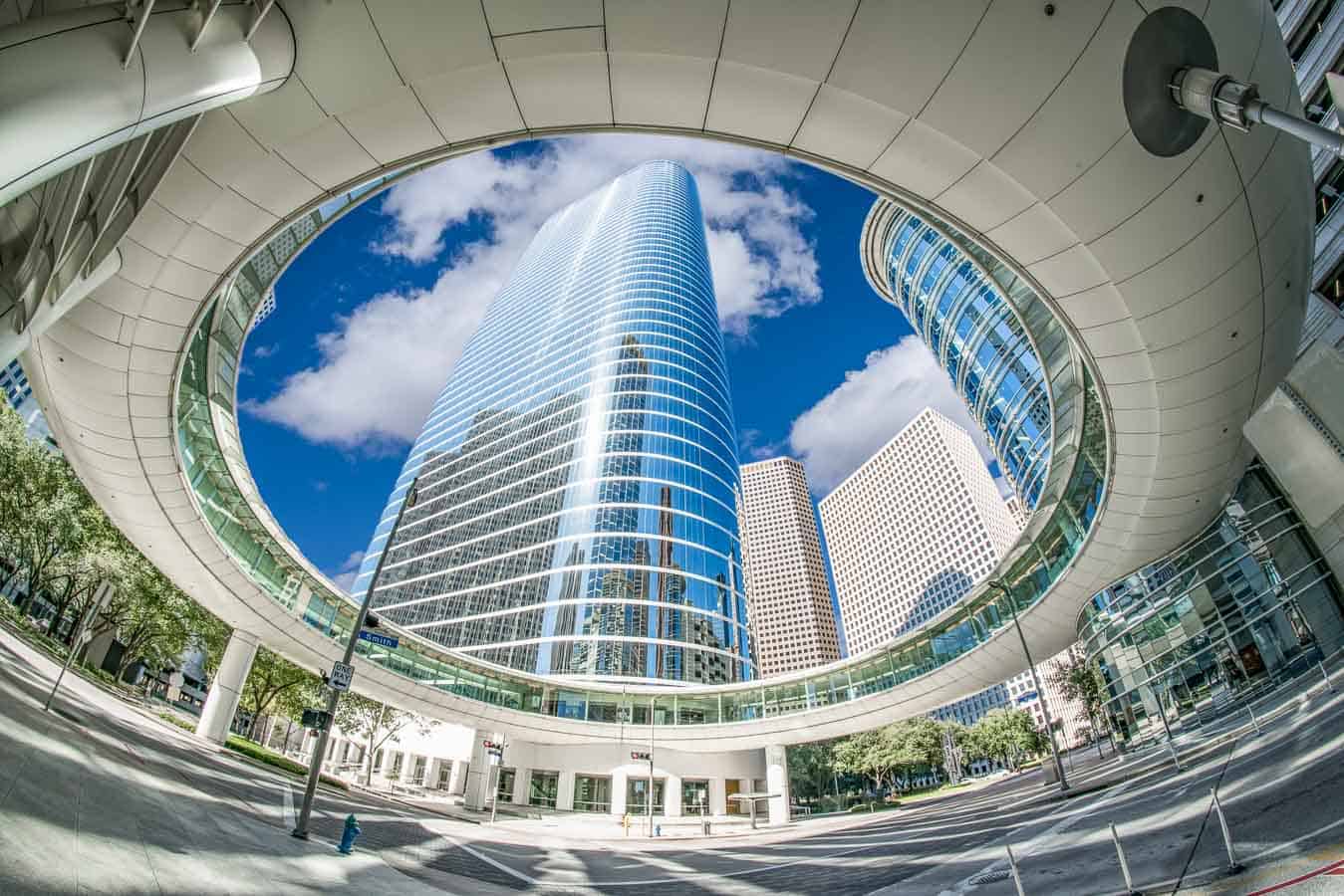 Downtown modern sky walk in Houston, Texas