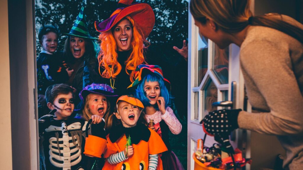 Trick or Treat with group of kids