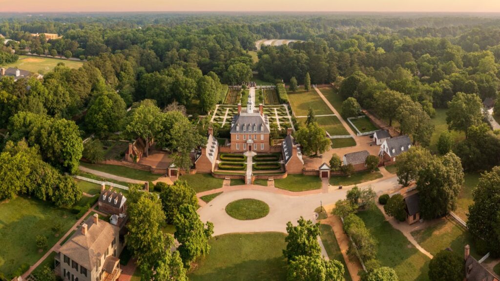 Virginia, Aerial View of Governors Palace in Williamsburg