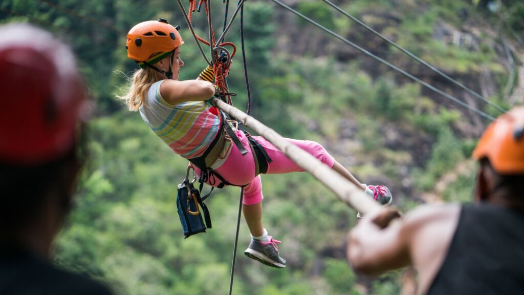 Zip lining rescue in the forest