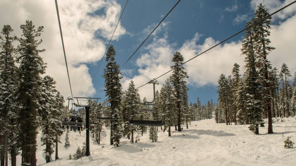 California, Ski Lift at Northstar under a blue sky, MRaust