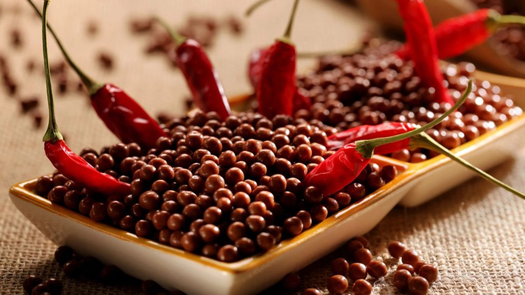 Close Up of Chocolate Pieces with Chili Pepper