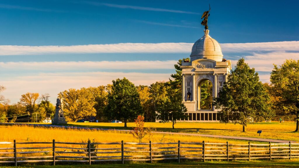 The Pennsylvania Monument, in Gettysburg, Pennsylvania.