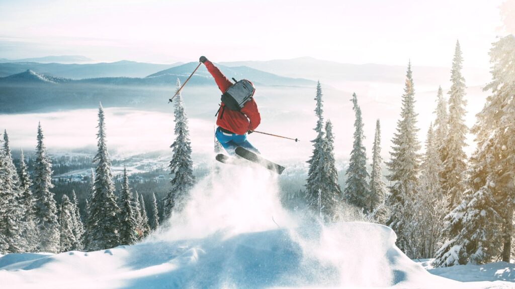 Person Skiing over a jump