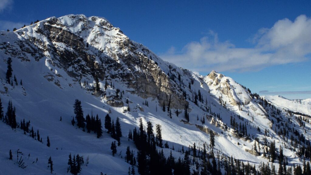 Mountains range covered with snow, Solitude, Utah, USA