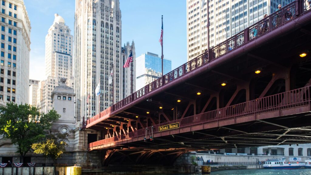 Chicago, the iconic DuSable Bridge, formerly known as Michigan Avenue Bridge