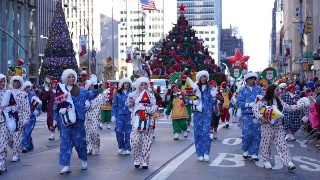 New York, The Macy's Thanksgiving Day Parade in 2023 showcased a vibrant display of giant balloons, floats, and marching bands