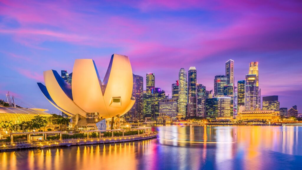 Singapore, city skyline on the Marina