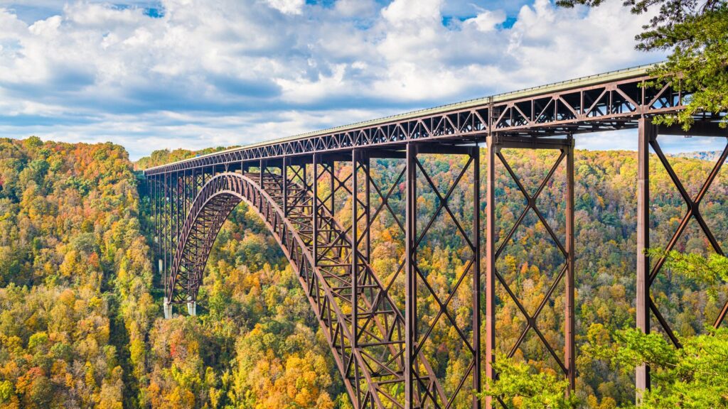 West Virginia, New River Gorge, bridge in autumn