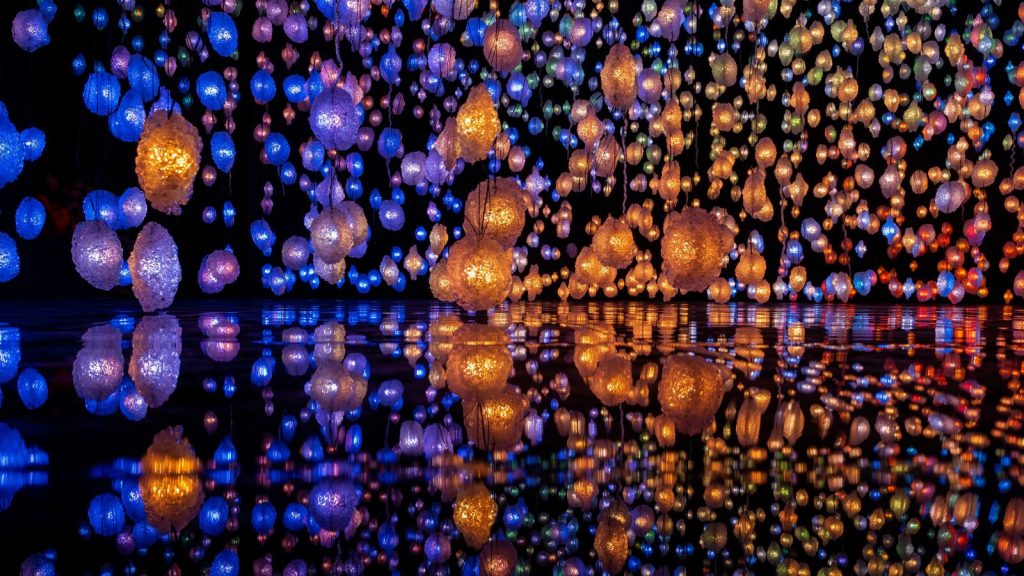 Background with multiple decorative colorful lights