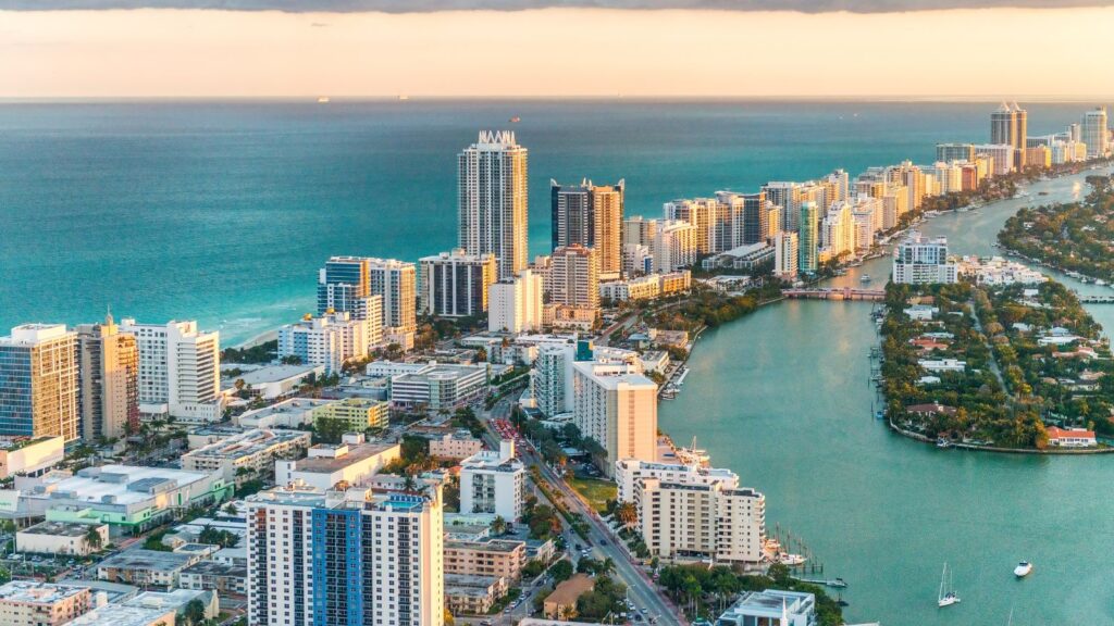 Florida, Helicopter View of South Beach, Miami