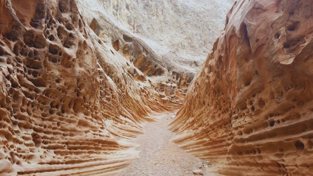 Slot canyon rock formations along the Little Wild Horse and Bell Canyon route in Utah