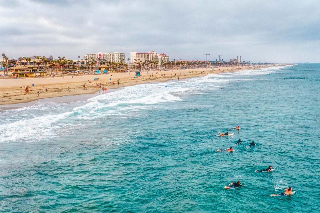 California, Huntington beach on a sunny day with people around