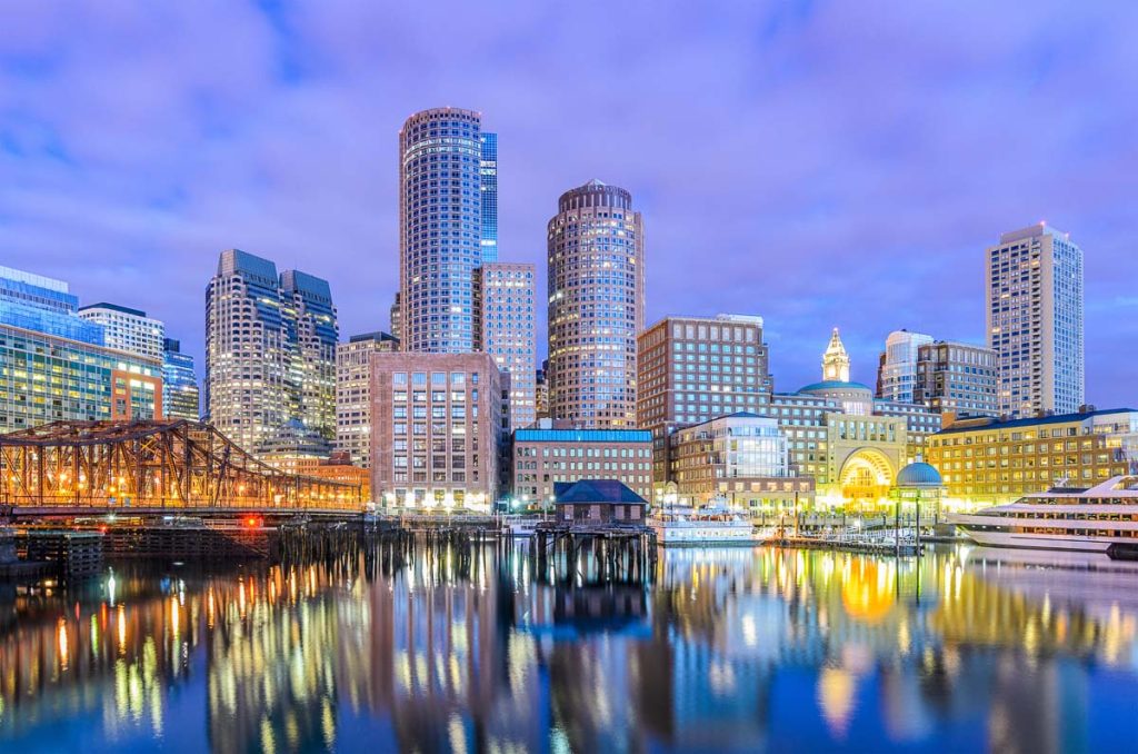 Massachusetts, Boston harbor skyline
