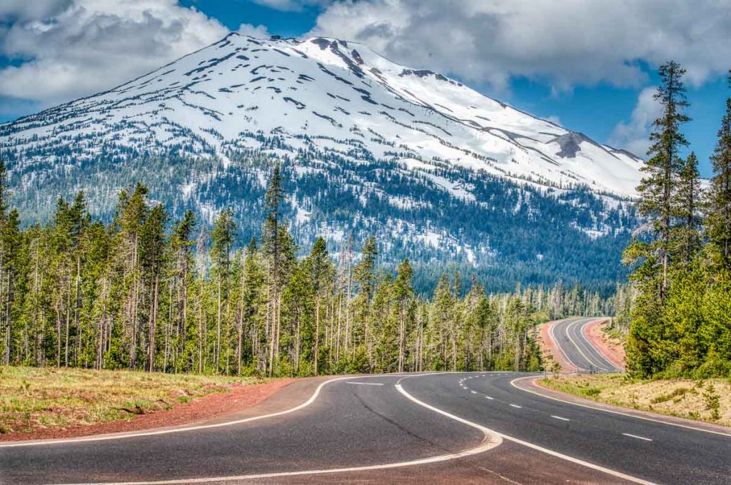 Road leading to Mount Bachelor in the Cascade Range of central Oregon
