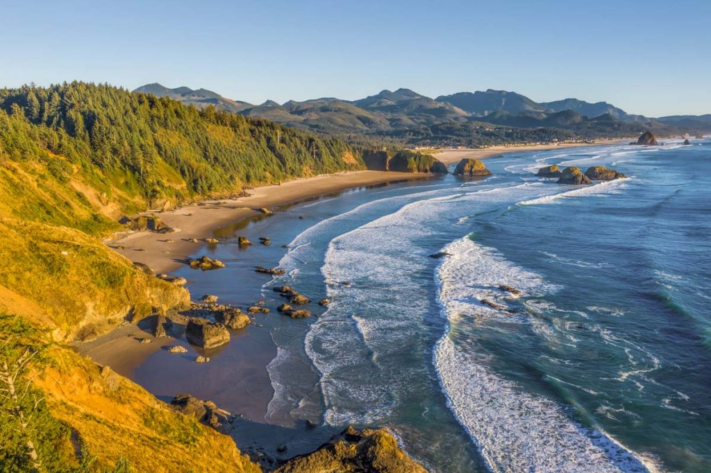 Oregon coast taken from Ecola state park during a late summer day
