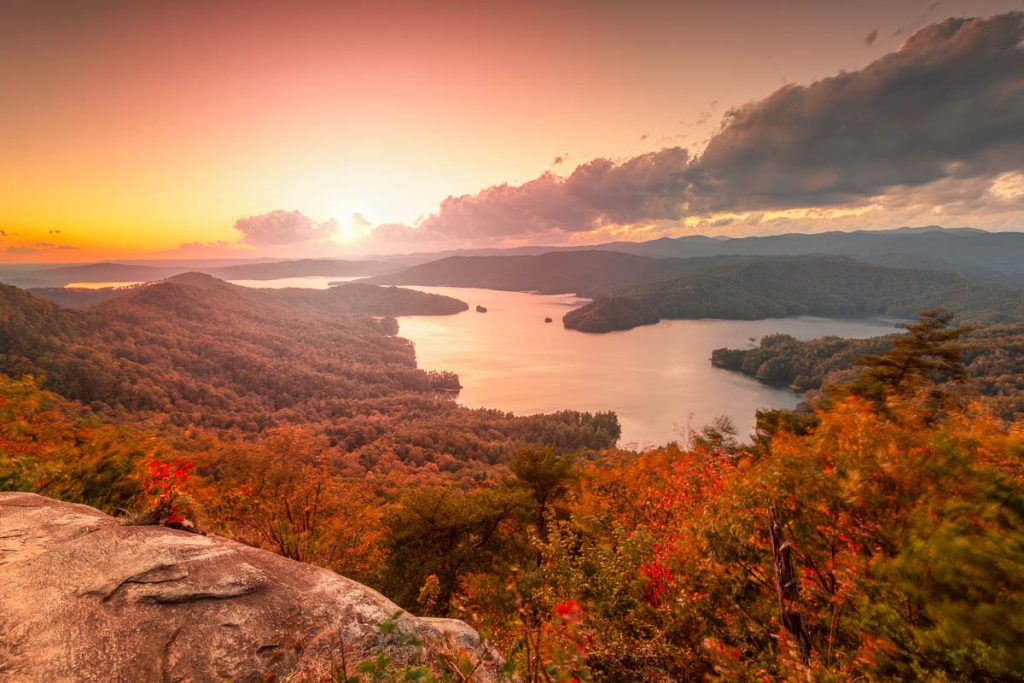 Lake Jocassee, South Carolina, USA in early autumn.