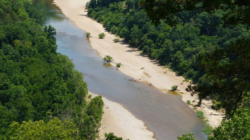 The aerial view of Buffalo River near Yellville, Arkansas