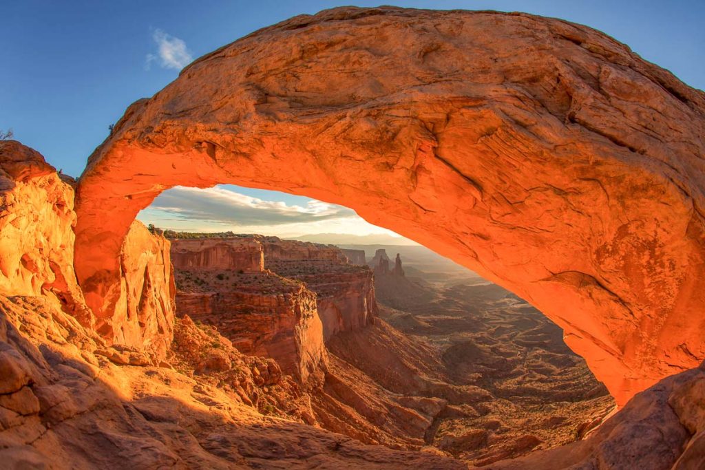 Sunrise at Mesa Arch in Canyonlands National Park near Moab, Utah, USA