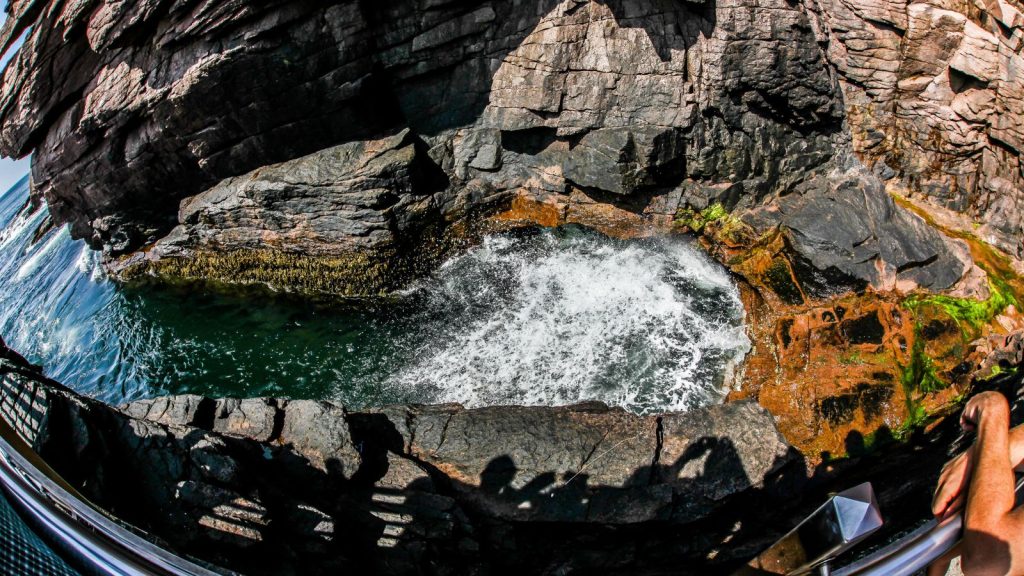 Thunder Hole in Acadia NP Park with tourist