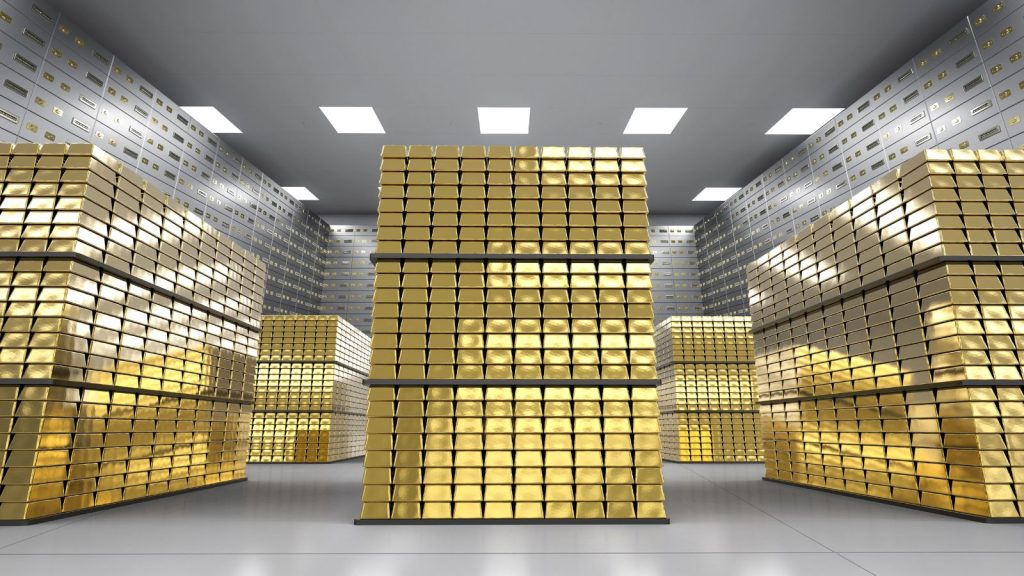 Bullion and safe deposit boxes in room