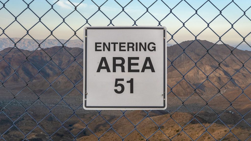 Entrance Signage with Entering Area 51 Text, Nevada